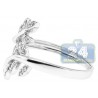 14K White Gold 0.14 ct Diamond Womens Double Leaf Ring
