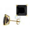 14K Yellow Gold Black Square CZ Push Back Stud Womens Earrings 4-7 mm