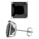 14K White Gold Black Square CZ Push Back Stud Womens Earrings 4-7 mm