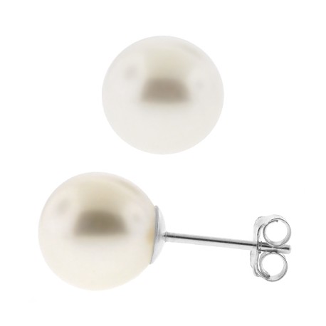14K White Gold Cultured Pearl Womens Stud Earrings 3-9 mm