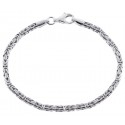 925 Silver Byzantine Solid Link Mens Bracelet 3 mm 8 Inches