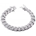 925 Silver Miami Cuban Solid Link Mens Bracelet 14 mm 9 Inches