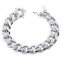 925 Silver Miami Cuban Solid Link Mens Bracelet 18 mm 9 Inches