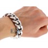 925 Silver Miami Cuban Solid Link Mens Bracelet 20 mm 9 Inches