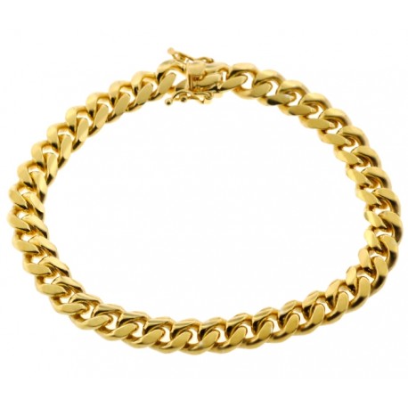 Yellow Gold 925 Silver Miami Cuban Link Mens Bracelet 8mm 9"