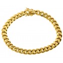 Yellow Gold 925 Silver Miami Cuban Link Bracelet 8 mm 9 Inches