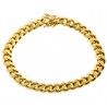 Yellow Gold 925 Silver Miami Cuban Link Bracelet 8 mm 9 Inches