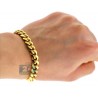 Yellow Gold 925 Silver Miami Cuban Link Mens Bracelet 8mm 9"