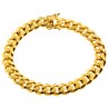Yellow Gold Sterling Silver Mens Miami Cuban Bracelet 10mm 9"