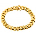 Yellow Gold 925 Silver Miami Cuban Mens Bracelet 12 mm 9 Inches