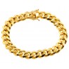 Yellow Gold 925 Silver Miami Cuban Mens Bracelet 12 mm 9 Inches