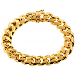 Yellow Gold 925 Silver Miami Cuban Mens Bracelet 13 mm 9 Inches