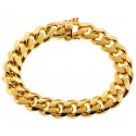 Yellow Gold 925 Silver Miami Cuban Mens Bracelet 13 mm 9 Inches