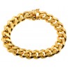 Yellow Gold 925 Silver Miami Cuban Link Mens Bracelet 13mm 9"