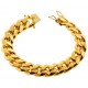 Yellow Gold 925 Silver Miami Cuban Mens Bracelet 15 mm 9 Inches