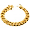 Yellow Gold 925 Silver Miami Cuban Mens Bracelet 15 mm 9 Inches