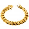 Yellow Gold 925 Silver Miami Cuban Mens Bracelet 15 mm 9 Inches