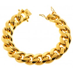 Yellow Gold 925 Silver Miami Cuban Link Mens Bracelet 18mm 9"