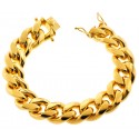 Yellow Gold 925 Silver Miami Cuban Mens Bracelet 18 mm 9 Inches