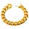 Yellow Gold 925 Silver Miami Cuban Mens Bracelet 18 mm 9 Inches