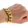 Yellow Gold 925 Silver Miami Cuban Link Mens Bracelet 18mm 9"
