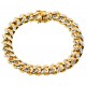 Yellow 925 Silver Miami Cuban Diamond Cut Bracelet 12 mm 9 Inches