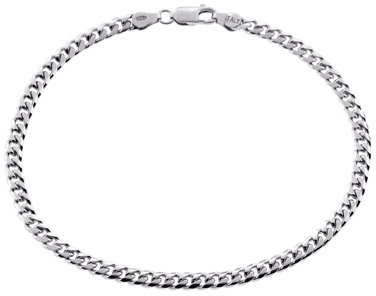 Solid Sterling Silver Miami Cuban Link Mens Bracelet 4mm 9