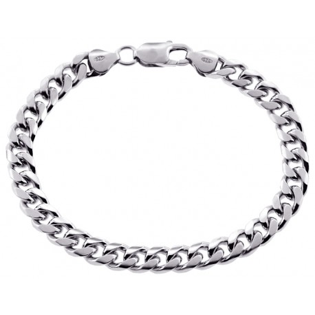 Solid Sterling Silver Miami Cuban Link Mens Bracelet 7mm 8"