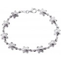 925 Sterling Silver Turtle Charm Womens Bracelet 7 1/2 Inches