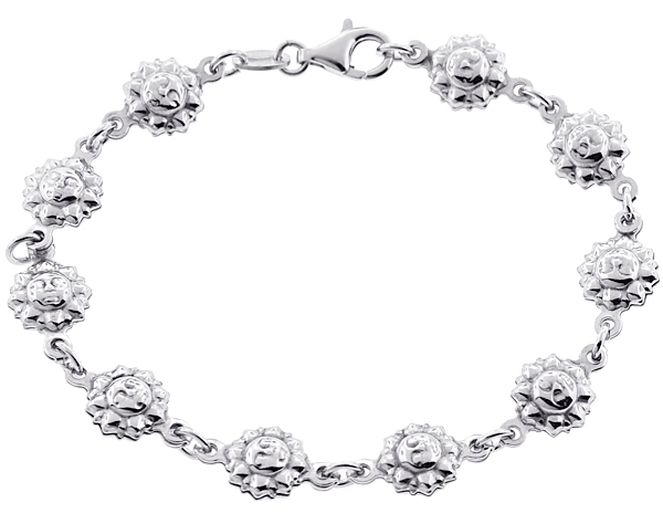 Sterling Silver Puffy Stars Bracelet for Women 3//4 inch Dangling Charms 7 inches long
