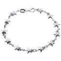 925 Sterling Silver Star Charm Womens Bracelet 7 1/2 Inches