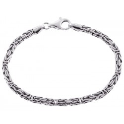 925 Silver Byzantine Solid Link Mens Bracelet 4 mm 8 Inches