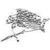 Sterling Silver Rosary Beads Cross Mens Necklace 3 mm 24 26 inch