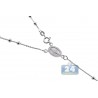 Sterling Silver Rosary Beads Cross Mens Necklace 3 mm 24 26 inch