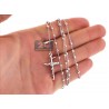 Sterling Silver Rosary Beads Cross Mens Necklace 3 mm 24 26 inch