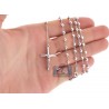 Sterling Silver Rosary Beads Mens Cross Necklace 4 mm 24 26 inch