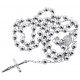 Sterling Silver Rosary Beads Cross Necklace 6 mm 24 Inches
