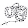 925 Sterling Silver Rosary Bead Mens Cross Necklace 6 mm 24 inch