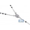 925 Sterling Silver Rosary Bead Mens Cross Necklace 6 mm 24 inch