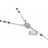 925 Sterling Silver Rosary Bead Mens Cross Necklace 6 mm 28 inch