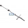 925 Sterling Silver Rosary Bead Mens Cross Necklace 6 mm 28 inch