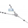 Sterling Silver Rosary Beads Mens Cross Necklace 7 mm 24 28 inch
