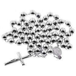 Sterling Silver Beads Rosary Mens Necklace 8 mm 30 Inches