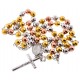Tri Color Silver Diamond Cut Bead Mens Rosary 8 mm 32 Inches