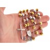 Tri Color Silver Diamond Cut Bead Mens Rosary 8 mm 32 Inches
