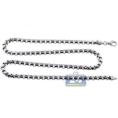 Solid Sterling Silver Mens Round Box Chain 5 mm 20 22 24 30 inch