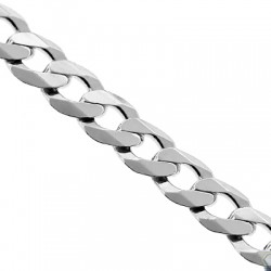 Sterling Silver Flat Cuban Solid Link Mens Chain 3 mm