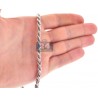 Sterling Silver Solid Rope Mens Chain 5 mm 24 26 30 inches