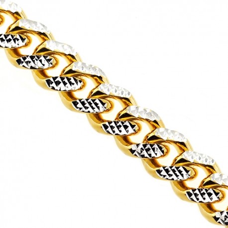 Yellow 925 Silver Miami Cuban Diamond Cut Link Mens Chain 7 mm