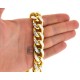 Yellow Gold Silver Diamond Cut Miami Cuban Mens Chain 18 mm